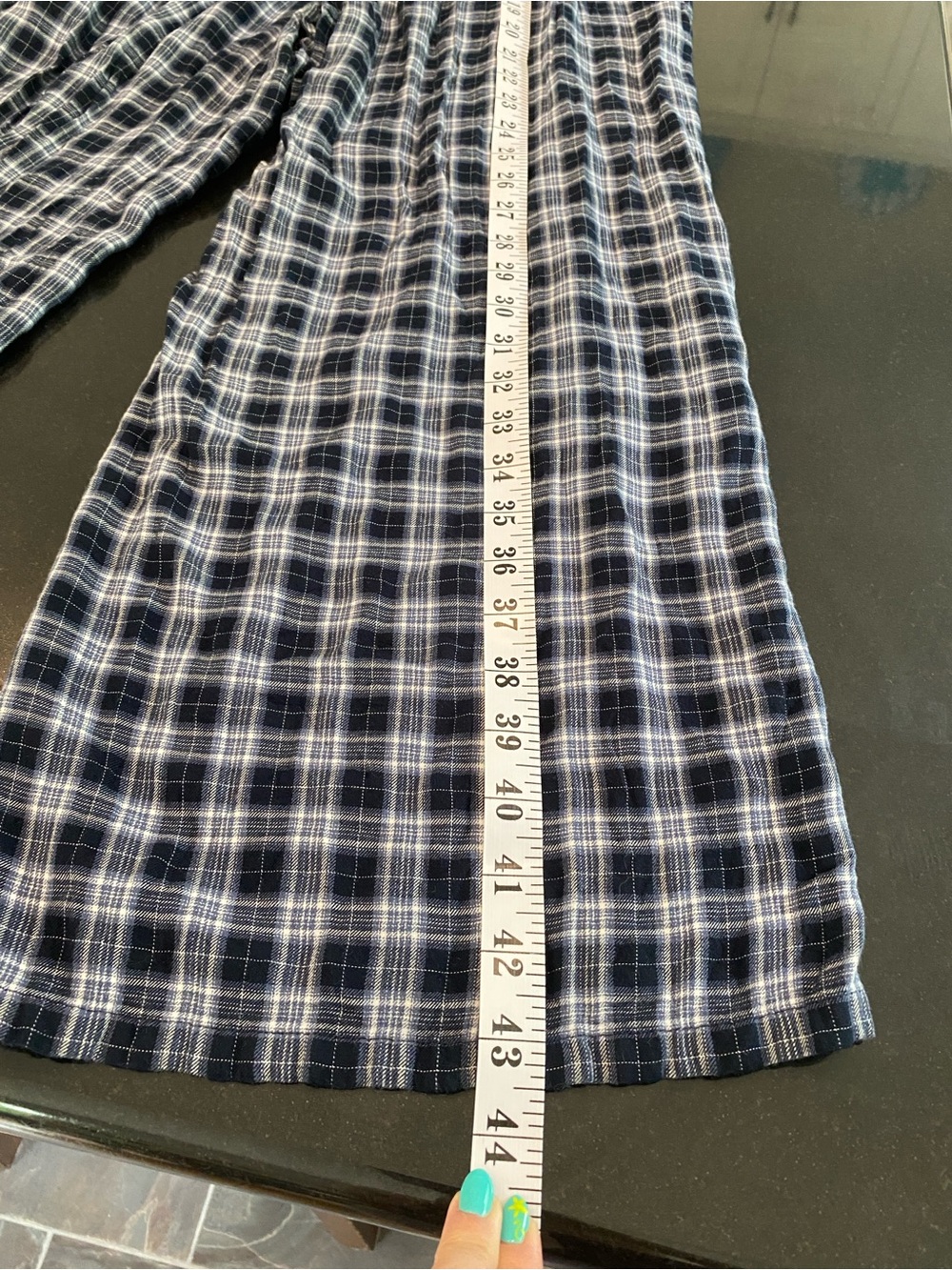 Hollister Navy White Plaid Romper Flare Wide Leg Soft Comfy Lightweight Size L - Picture 10 of 12